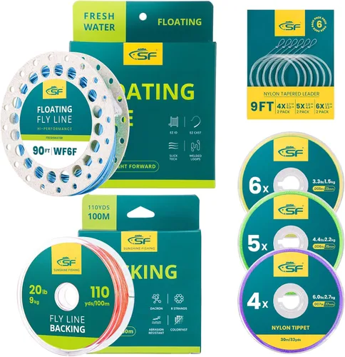 Miniatura 10 de SF Sedal de pesca con mosca con dos bucles soldados, flotante con peso hacia adelante, líneas de mosca WF2 3 4 5 6 7 8 9F multicolor para trucha