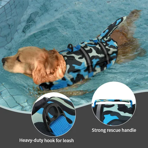 Miniatura 5 de Doglay Chaleco salvavidas para perro, tejido antidesgarros Ripstop, lindo chaleco salvavidas para perros con flotabilidad superior y asa de rescate