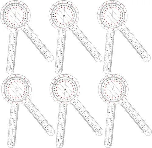 Miniatura 8 de Frienda Goniómetro de 12 pulgadas, regla de ángulo ortopédico transparente, goniómetro de plástico de 360 grados para cinta métrica de cuerpo regla