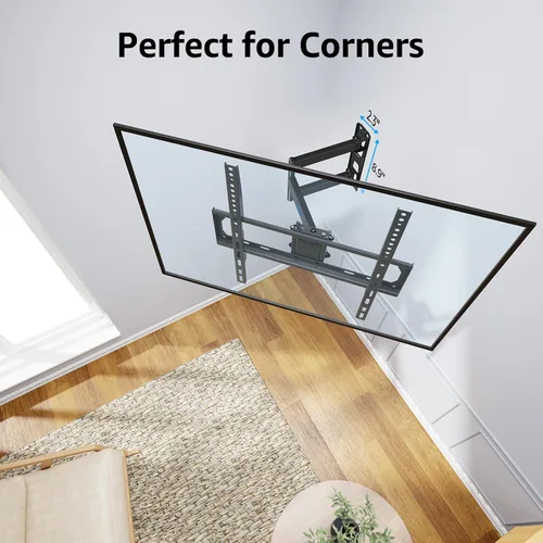 Miniatura 2 de MOUNTUP Soporte de pared para TV de movimiento completo para televisores de 26 a 55 pulgadas, soporte de pared de esquina con brazo articulado único