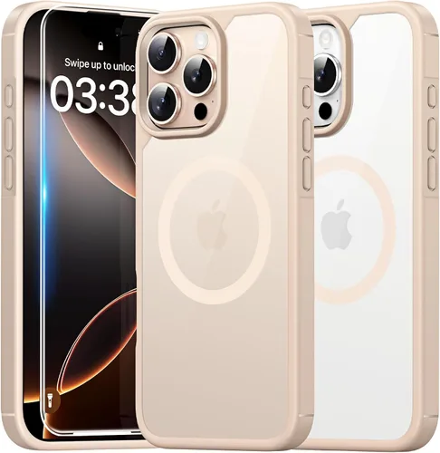 Miniatura 77 de TAURI Funda magnética 2 en 1 transparente para iPhone 14 Pro, compatible con Magsafe [no amarillenta] con protector de pantalla, protección de grado