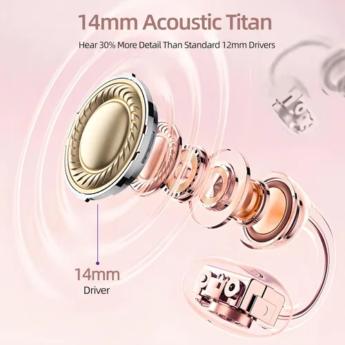Miniatura 7 de Auriculares abiertos, auriculares inalámbricos con clip Bluetooth 6.0 con funda para pantalla táctil, ligeros de 0.11 oz, auriculares de conducción