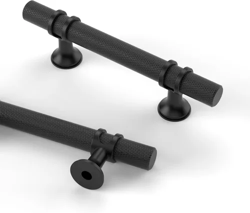 Miniatura 9 de Asidrama - Paquete de 10 manijas para gabinete de cocina de 3 pulgadas (76mm) de color negro mate y bronce champán, tiradores para gabinete