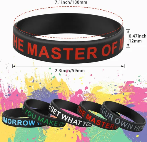 Miniatura 2 de QEERBSIN 20 pulseras de goma con cita motivacional, pulseras inspiradoras para estudiantes, pulseras elásticas unisex, regalos perfectos