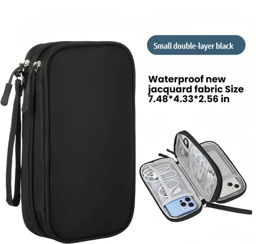 Miniatura 2 de Bolsa de almacenamiento portátil impermeable de doble capa todo en uno, organizador de cables de viaje, bolsa organizadora de accesorios