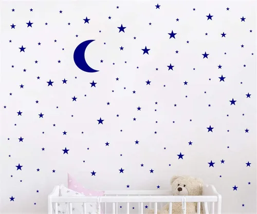 Miniatura 11 de Vinilo adhesivo de pared con diseño de luna y estrellas para niños y niñas, decoración de habitación de bebé, decoración de pared para el hogar