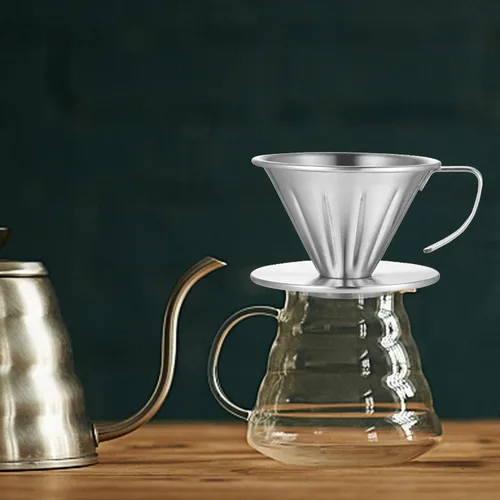 Miniatura 9 de MERMOO YILAN Gotero de café duradero para filtro de metal, gotero de agujero grande para el hogar, oficina, caravana, campamento, viajes (L)