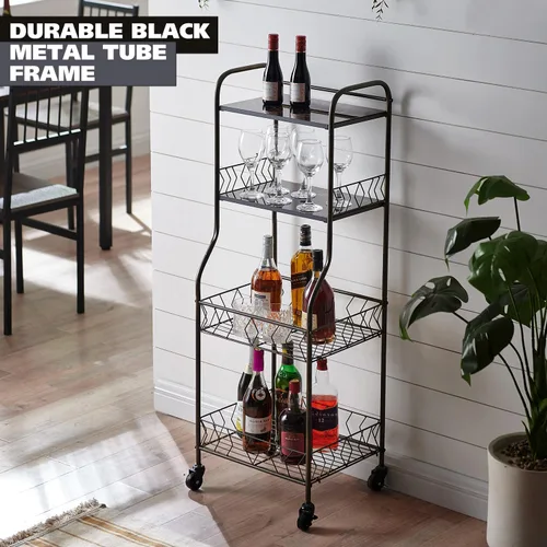 Miniatura 7 de Kings Brand Furniture - Estante para hornear de cocina de 4 niveles, soporte para horno de microondas, carrito utilitario con ruedas para servir