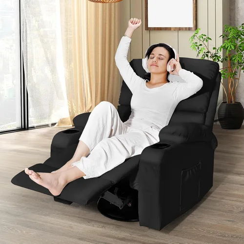 Miniatura 2 de LEVELEVE Silla reclinable mecedora, silla reclinable de masaje con masaje por vibración y calor, sillas reclinables giratorias de 360°, sala