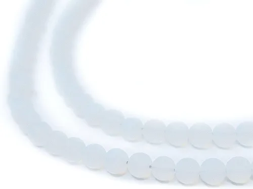 Miniatura 196 de The Bead Chest Cuentas de Jade Blanco Mate Redondas (8mm): Piedra Preciosa Orgánica Redonda Esférica de Energía con Poder de Sanación para Hacer