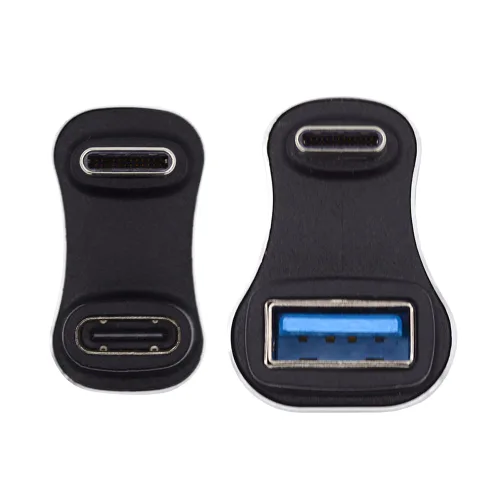 Miniatura 11 de xiwai USB2.0 Tipo-A a Tipo C USB-C macho a macho Cable de datos de alimentación 480Mbps negro opuesto en forma de U en ángulo trasero