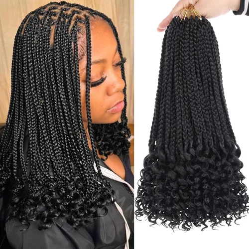 Miniatura 64 de XTREND 10 Pulgadas 6 Paquetes Trenzas de Caja de Ganchillo Cabello Pre-anudado Sin Nudos Bobo Trenzas de Caja 3X Extensiones de Cabello Trenzado 1b#