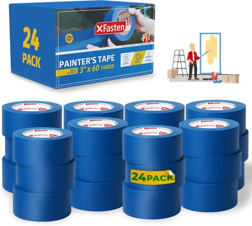 Miniatura 21 de XFasten Cinta azul profesional para pintores, multiuso, 3 pulgadas x 60 yardas, tecnología de línea de borde afilado, produce líneas afiladas