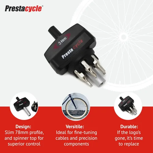 Miniatura 4 de Prestacycle Mini Bike TorqKeys - Herramienta de par preestablecida con 6 puntas y soporte - Compatible con broca hexagonal estándar de 1/4" - Elige