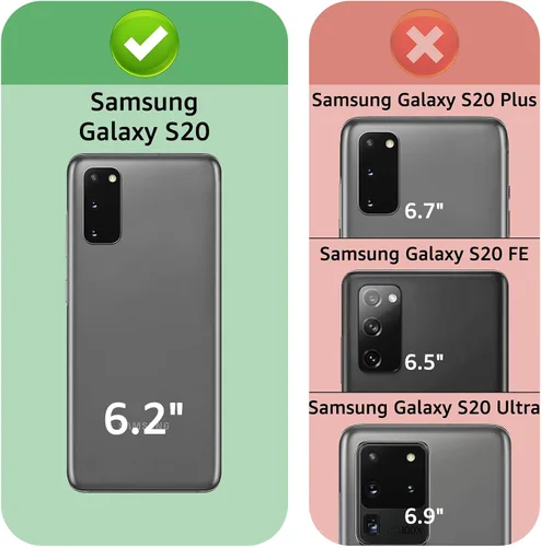Miniatura 2 de XcaseBar Funda tipo cartera para Samsung Galaxy S20 con cremallera y tarjetero de crédito [bloqueo RFID], funda de piel sintética con tapa para Negro