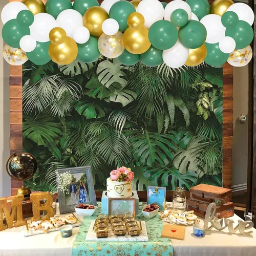 Miniatura 4 de Fondos de fotografía con temática de hojas verdes tropicales, decoración de boda, novia, ducha, fiesta, baby shower, cartel de fondo para fotos
