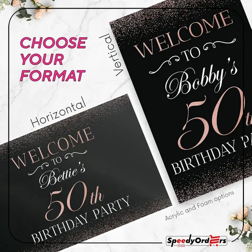 Miniatura 8 de Cartel personalizado para fiesta de bienvenida de 50 aniversario, 50 cumpleaños, 23.6 x 17.7 in, 35.8 x 23.6 in, 18.9 x 14.2 in, cartel