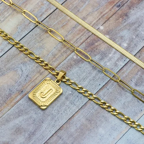 Miniatura 5 de Collares de oro con inicial de regalo para mujer, chapado en oro de 18 quilates, delicado collar de cadena de eslabones con clip, collares de oro