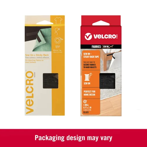 Miniatura 2 de VELCRO Brand Combinación de cinta adhesiva para coser y cintas adhesivas para colgar en la parte trasera, 6 x 1 pulgada, color negro