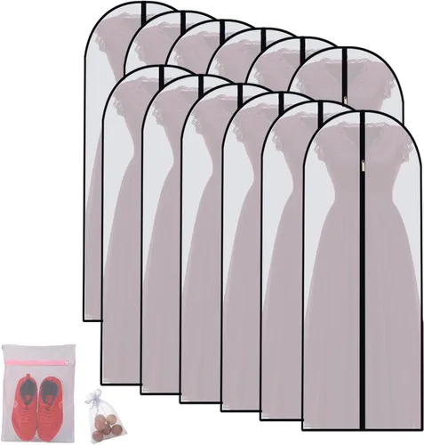Miniatura 34 de Bolsas de ropa para colgar ropa, bolsa de traje transpirable (juego de 12) fundas con cremallera, bolsas de ropa de PEVA, bolsas protectoras