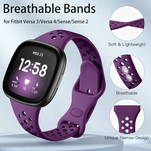 Miniatura 2 de Laffav Compatible con Fitbit Sense Bands/Fitbit Versa 3 4 bandas para mujeres y hombres, paquete de 4 pulseras de repuesto de silicona suave