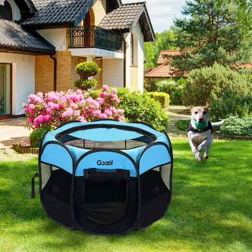 Miniatura 7 de Goozii Corralito portátil plegable, perros, interior y exterior, funda con cremallera, cubierta superior, puerta, para piso, gatos grandes, conejos