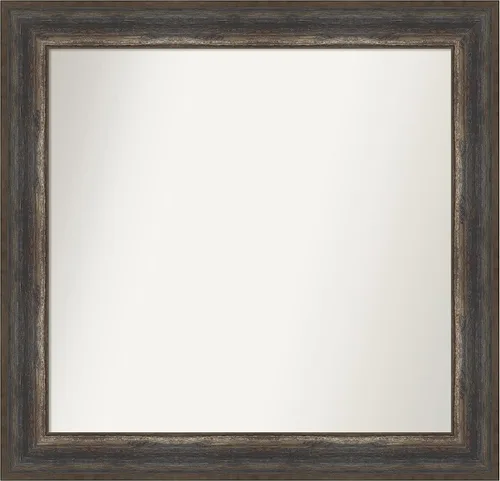Miniatura 183 de Amanti Art Espejo de baño marrón para sobre el fregadero, 25 x 25 pulgadas, hecho a medida, espejo de tocador cuadrado marrón medio, marco de madera