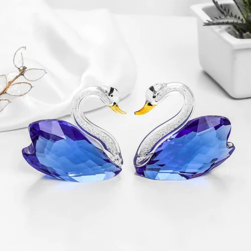 Miniatura 3 de Figura decorativa de cisne de cristal para pareja, decoración del hogar, decoración hecha a mano, decoración de cisne, adorno de cristal, Azul