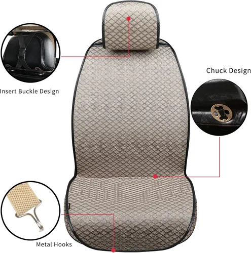 Miniatura 7 de Fundas de asiento de automóvil de cobertura completa, tela transpirable con patrón de diamante 3D de alta calidad, protectores de asiento