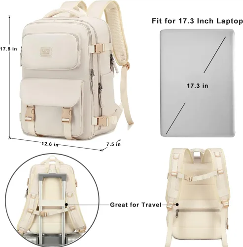 Miniatura 5 de Mochila de viaje para laptop, mochilas de trabajo de negocios, bolsa grande para mujeres y hombres, resistente al agua, aprobada por aerolíneas