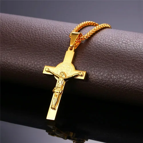 Miniatura 3 de U7 Russian Orthodox Cross PendantPraying HandsIchthys Sign for Men Women Stainless Steel 18K Gold Plated Jesus Pendant Christian Religious Necklaces
