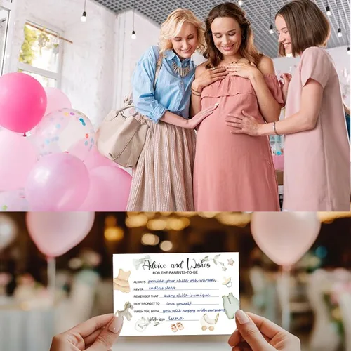 Miniatura 3 de 50 tarjetas de consejos para baby shower para juegos de baby shower, caja de consejos de ropa de bebé y tarjetas de deseos para nuevos padres