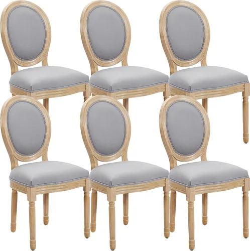Miniatura 27 de Juego de 2 sillas de comedor francesas con respaldo redondo, sillas de comedor tapizadas de mediados de siglo con patas de madera maciza para Beige