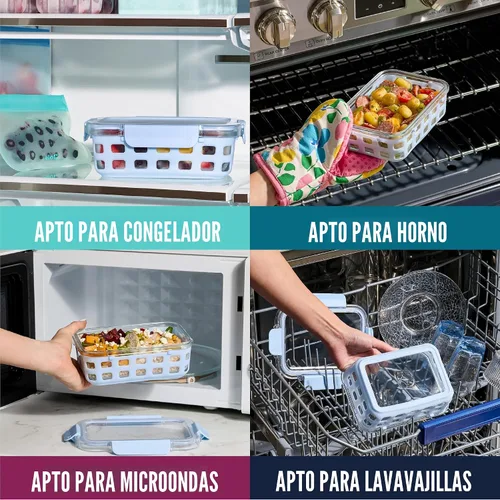 Miniatura 3 de Ello Duraglass - Juego de preparación de comidas de 3.4 tazas, 10 piezas, 5 paquetes - Juego de recipientes de vidrio para almacenamiento de Huerto