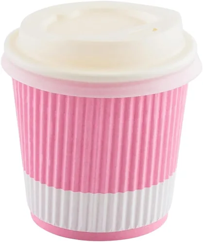 Miniatura 8 de Taza de café de papel rosa claro de 4 onzas con pared ondulada - Restaurantware