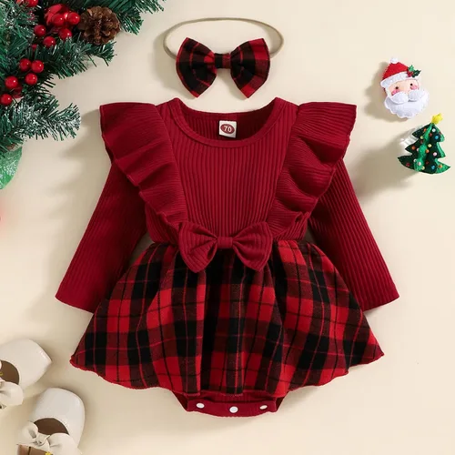 Miniatura 2 de FYBITBO Vestido de Navidad para bebé niña, terciopelo verde, manga larga, tutú, mameluco, vestido de fiesta, traje de Navidad