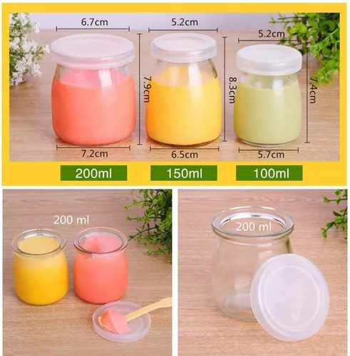 Miniatura 2 de 6 frascos de pudín de yogur con tapas de plástico, ideales para mermelada, miel, recuerdos de boda, regalos de ducha, alimentos para bebés