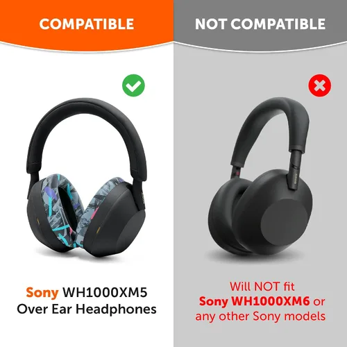 Miniatura 2 de WC PadZ XM5 - Almohadillas gruesas para auriculares Sony WH-1000XM5, piel sintética suave, extra gruesa, espuma viscoelástica con aislamiento