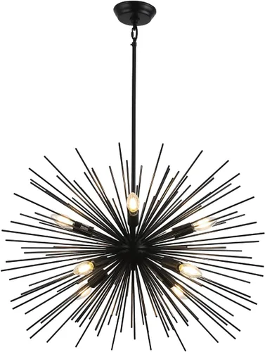 Miniatura 10 de Candelabros Sputnik modernos dorados de 20 pulgadas, lámpara de techo semiempotrada de 4 luces de mediados de siglo, candelabros satélite Starburst