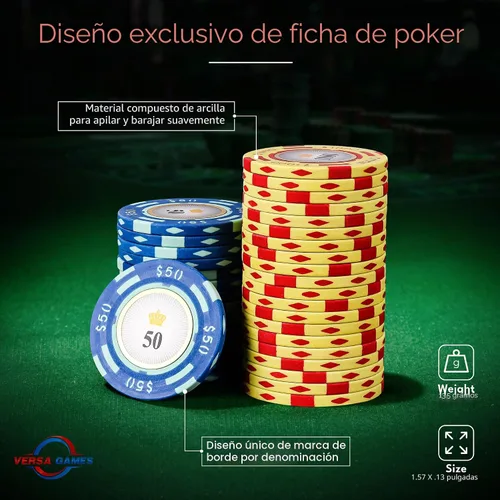 Miniatura 3 de Fichas de póker de Versa Games - Juego de fichas de póker de arcilla - Juego de póker Crown Casino de 13.5g, 500 piezas con denominación numérica