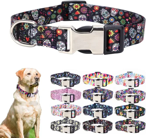 Miniatura 31 de Lindo collar para perros XS, pequeños, medianos y grandes, collar de nailon suave para mascotas, con estampado 3D multicolor, collares ajustables 5