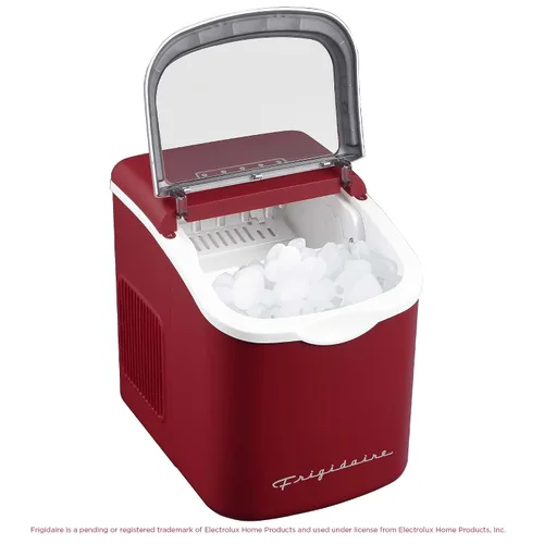 Miniatura 7 de FRIGIDAIRE Máquina de hacer hielo compacta retro, hielo bala, 26 libras por día (MerlotRed)
