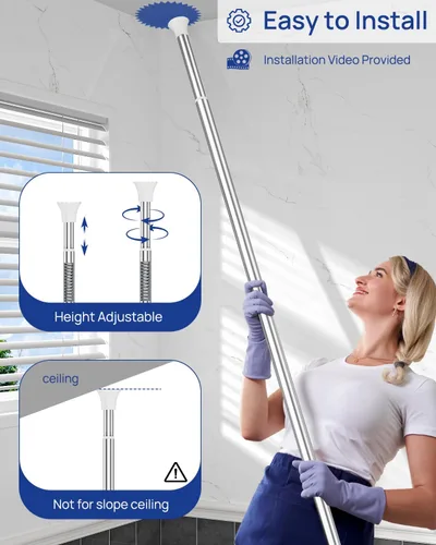 Miniatura 7 de SEIRIONE Organizador de Ducha y Esquinero a Prueba de Óxido para Baño, Poste de Tensión con 4 Cestas Ajustables para Accesorios de Ducha, 34 a 116