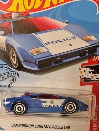 Miniatura 3 de Hot Wheels Rescue Series 2/10 Lamborghini Countach - Coche de policía 142/250, azul