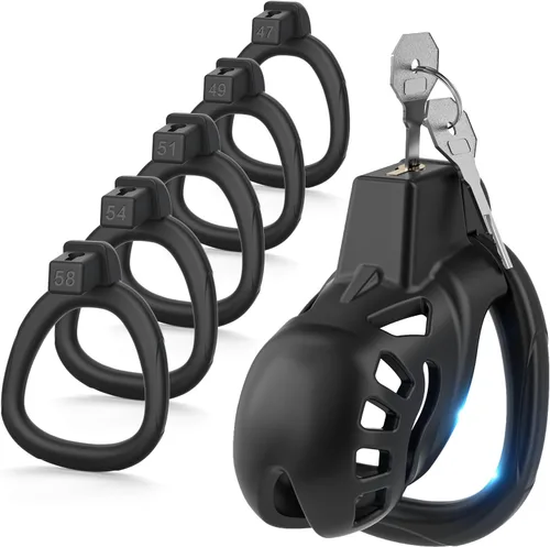 Miniatura 8 de Yivans Jaula de castidad masculina, jaula ligera de castidad para el cuerpo, resina segura para el cuerpo+jaula de pene ABS para hombres con anillo