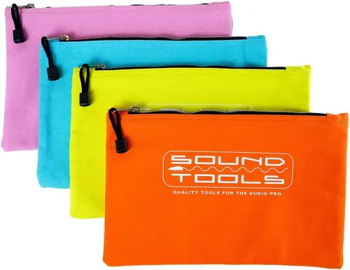 Sound Tools Paquete de 4 bolsas de lona resistentes para herramientas, bolsa multiusos con cremalleras (naranja, amarillo, azul, rosa)