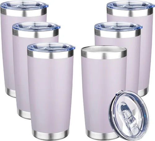 Miniatura 26 de Vaso de 20 onzas con tapa, taza de café de viaje de doble pared aislada al vacío, taza térmica de acero inoxidable con recubrimiento en polvo, vaso
