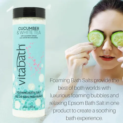Miniatura 3 de Vitabath Sales de baño espumosas de pepino y té blanco, aromaterapia relajante para el cuidado de la piel, para el cuidado de la piel, calmante