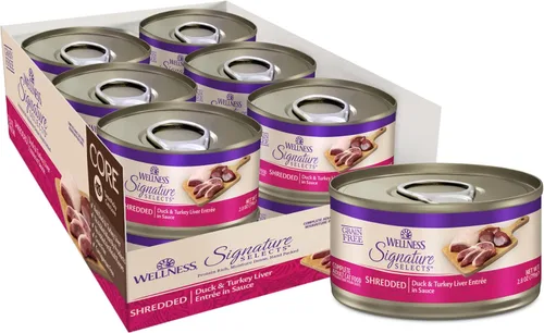 Miniatura 18 de Wellness CORE Signature Selects - Alimento húmedo enlatado triturado para gatos adultos, natural, rico en proteínas, sin granos, receta de entrada