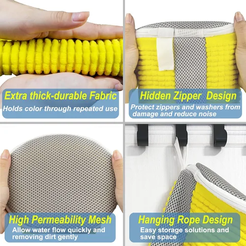 Miniatura 3 de Bolsa para lavadora de zapatos, reutilizable, protectora, tamaño adaptable, bolsa de lavandería de limpieza profunda de 360° con fibras de limpieza